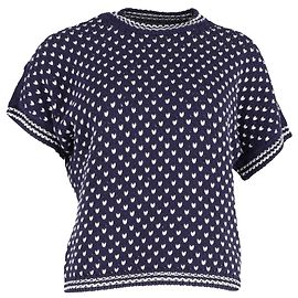 Intarsien-Stricktop aus marineblauer Baumwolle von Loro Piana Blau Marineblau
