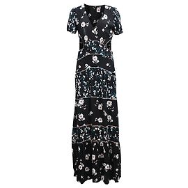 Ba&sh Maxikleid mit floralem Druck Blush Noir aus schwarzer Viskose Andere