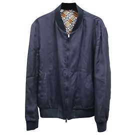 Fendi Reversible Bomber Jacket in Blue Silk Blue