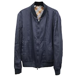 Fendi-Fendi Reversible Bomber Jacket in Blue Silk-Blue