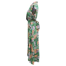 Sandro-Sandro Maline Printed Midi Dress in Green Silk-Other