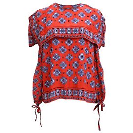 Top de seda roja con estampado de mosaico de hombros descubiertos Sandro Dalla Otro