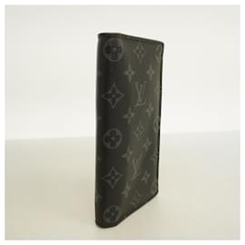 Louis Vuitton-Louis Vuitton Long Wallet Monogram Eclipse Portefeuille Brazza-Black