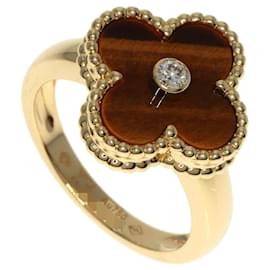 Van Cleef & Arpels-Van Cleef & Arpels Alhambra Tiger's Eye and Diamond Ring-Golden