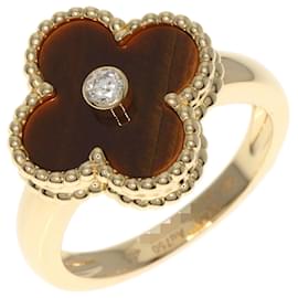 Van Cleef & Arpels-Van Cleef & Arpels Alhambra Tiger's Eye and Diamond Ring-Golden
