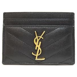 Yves Saint Laurent-Yves Saint Laurent Black Leather Card Case-Black