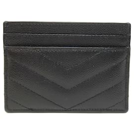 Yves Saint Laurent-Yves Saint Laurent Black Leather Card Case-Black