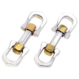 Cartier Long C Shape Silver Cufflinks Other