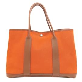Hermès-Sac Tote PM Hermes Garden Toile H-Orange