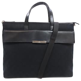 Gucci-Gucci GG Patterned Canvas Handbag-Black