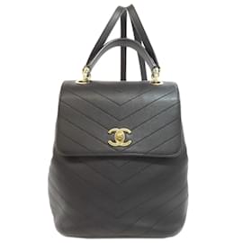 Chanel-Chanel V-Stitch Coco Mark Backpack-Black