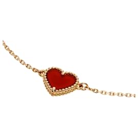 Van Cleef & Arpels-Van Cleef & Arpels Sweet Alhambra Heart Carnelian Bracelet-Pink