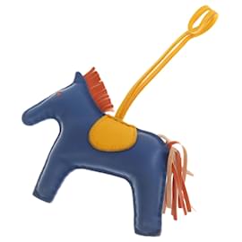 Hermès-Hermes Rodeo Charm Keychain-Yellow,Navy blue