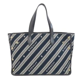 Givenchy-Givenchy Navy and White Canvas Tote Bag-White,Navy blue
