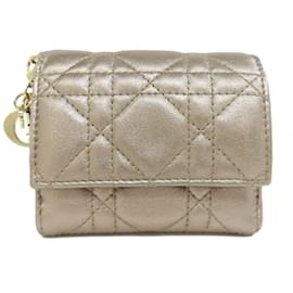 Christian Dior-Christian Dior Lady Bi-fold Wallet-Golden
