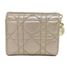 Christian Dior-Christian Dior Lady Bi-fold Wallet-Golden