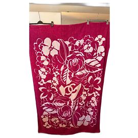Serviette de bain Chanel Coco Beach rose en coton camélia Rose