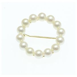 Mikimoto 14K Gold Perlenrunde Brosche Golden