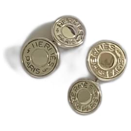 Hermès-Hermès Saddle Stud Cufflinks-Silver hardware
