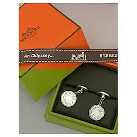 Hermès-Hermès Saddle Stud Cufflinks-Silver hardware