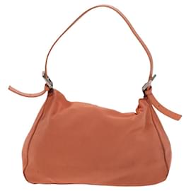 Fendi-FENDI Mamma Baguette Sac à épaule Nylon Cuir Orange Argent Auth ep8391-Argenté,Orange