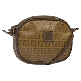 Fendi-Sac à bandoulière en toile Zucchino beige Auth ep8232-Beige
