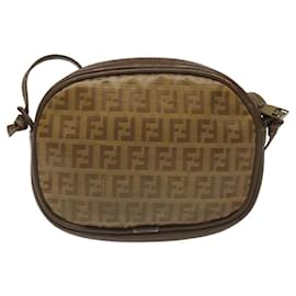 Fendi-Sac à bandoulière en toile Zucchino beige Auth ep8232-Beige