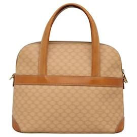 Céline-CELINE Macadam Canvas Hand Bag PVC 2ay Beige Gold Auth BD1173-Beige,Golden