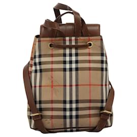 Autre Marque-Burberrys Nova Check Backpack Canvas Beige Auth ep8279-Beige