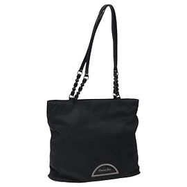 Christian Dior Tote Bag aus schwarzem Nylon mit Silber authentisch fm4460 Schwarz Silber