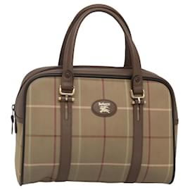 Autre Marque-Burberrys Hand Bag Canvas Brown Gold Auth mr1221-Brown,Golden