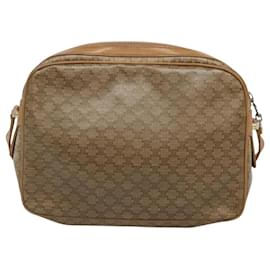 Céline-CELINE Macadam Canvas Shoulder Bag PVC Beige Gold Auth 116101-Beige,Golden