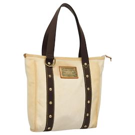 LOUIS VUITTON Antigua Cabas PM Borsa Tote Bianca Marrone M40036 LV Auth th5823 Marrone Bianco