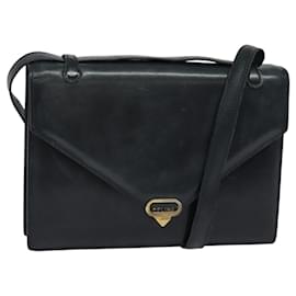 Céline-CELINE Shoulder Bag Leather Navy Gold Auth bs24039-Golden,Navy blue