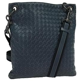 Autre Marque-BOTTEGA VENETA INTRECCIATO Shoulder Bag Leather Navy Auth ep8372-Navy blue