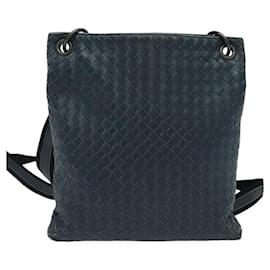 Autre Marque-BOTTEGA VENETA INTRECCIATO Shoulder Bag Leather Navy Auth ep8372-Navy blue