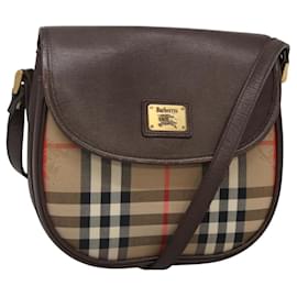 Autre Marque-Burberrys Nova Check Shoulder Bag Canvas Leather Beige Gold Auth 116699-Beige,Golden