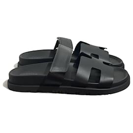 Hermès-HERMES Sandals T.EU 37 Leather-Noir