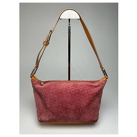 Céline Bolsa de couro de veludo Macadam vintage da Celine rosa Rosa
