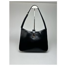 Vintage Courreges Leder Tasche Schwarz Schwarz