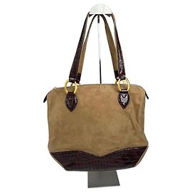 Bolsa vintage de couro camurça e couro envernizado Balenciaga roxa marrom Marrom