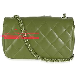Chanel-Chanel Red Quilted Lambskin V For Victory Mini Flap Bag-Red