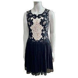 Diane Von Furstenberg Vestido de renda e seda DvF em preto e branco Preto Branco