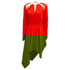JW Anderson-JW Anderson Red Slit Detail Asymmetric V Neck Dress-Red