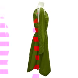 JW Anderson-JW Anderson Red Slit Detail Asymmetric V Neck Dress-Red