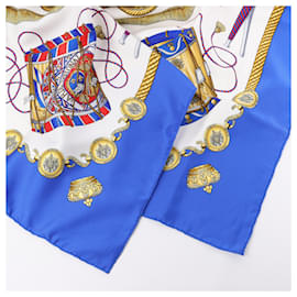 Hermès-Hermès Carré 90 "LES TAMBOURS" 100% Silk Scarf in Blue-Blue