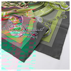Hermès-Hermès Carré 90 "La Ronde Des Heures" 100% Silk Scarf in Green-Green