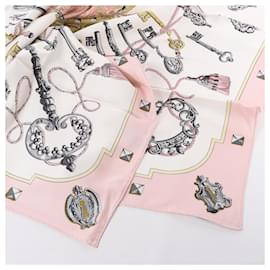Hermès-Hermès Carré 90 "LES CLES" 100% Silk Scarf in Pink-Pink