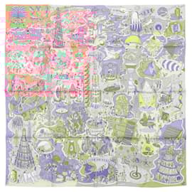 Hermès-Hermès Carré 90 "Exposition Universelle" 100% Silk Scarf in Pink-Pink