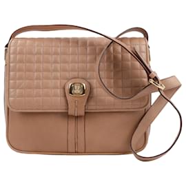 Céline-Celine Triomphe Quilted Leather Crossbody Bag in Camel-Camel